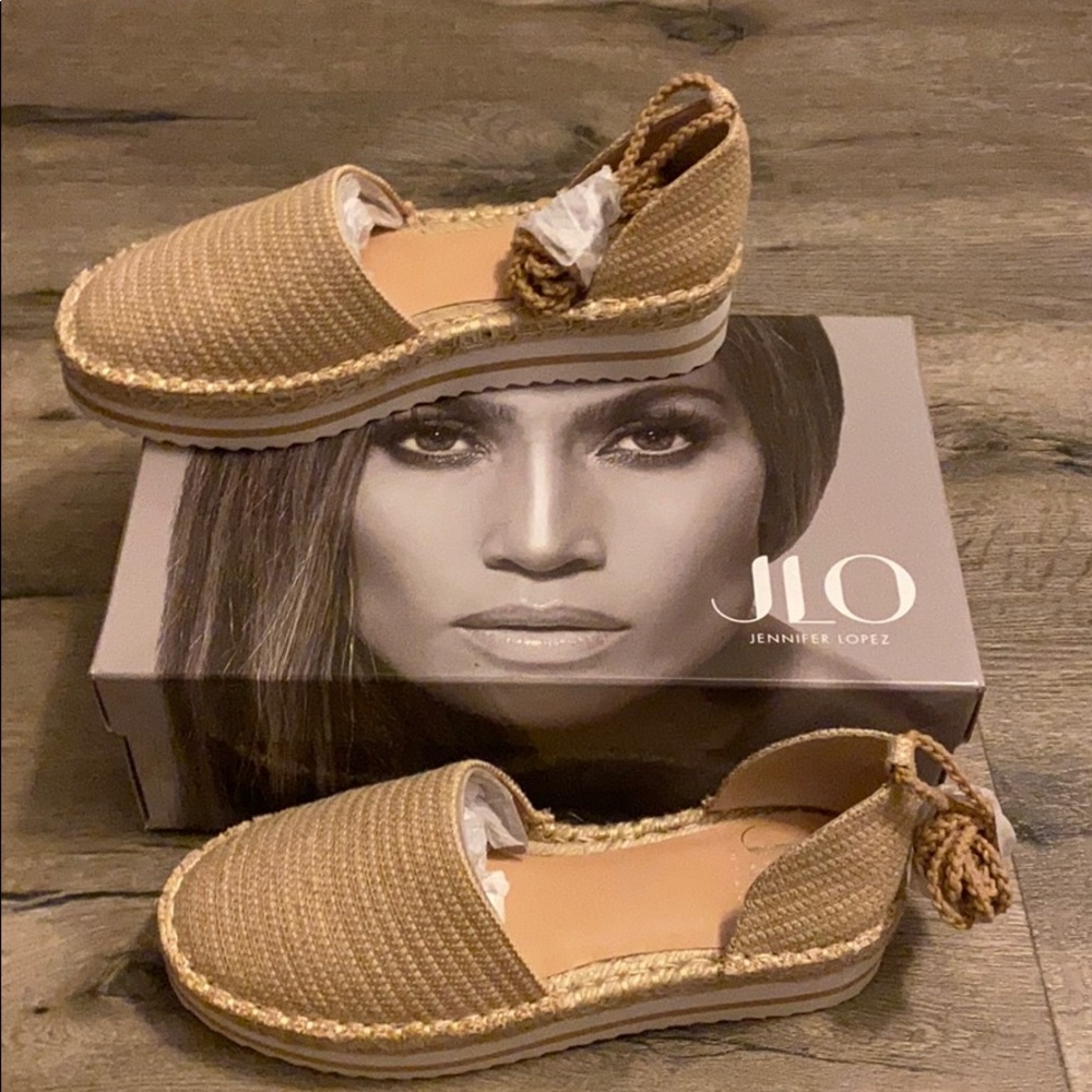 JLO sandals + ties around leg